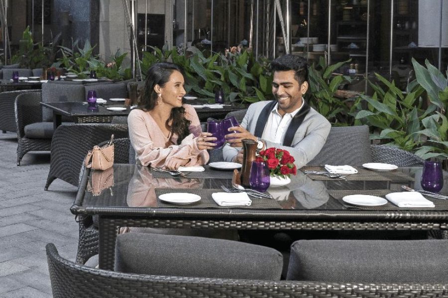 Romantic dinner at Conrad Pune Luxury by Hilton rooftop dining